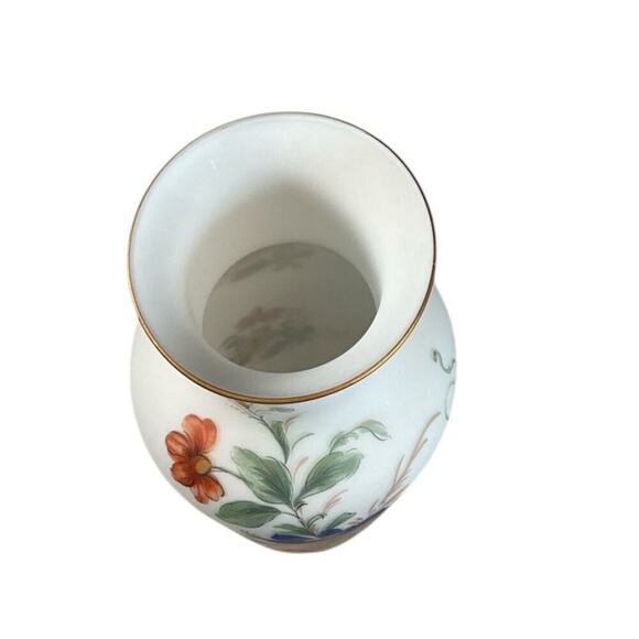 Satin Red Glass Vase Made in Italy Beautiful Floral Print Country Cottage - Picture 7 of 12